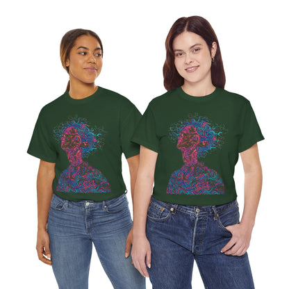 Line Drawing Multicolor Human Graphic Art Tee Shirt