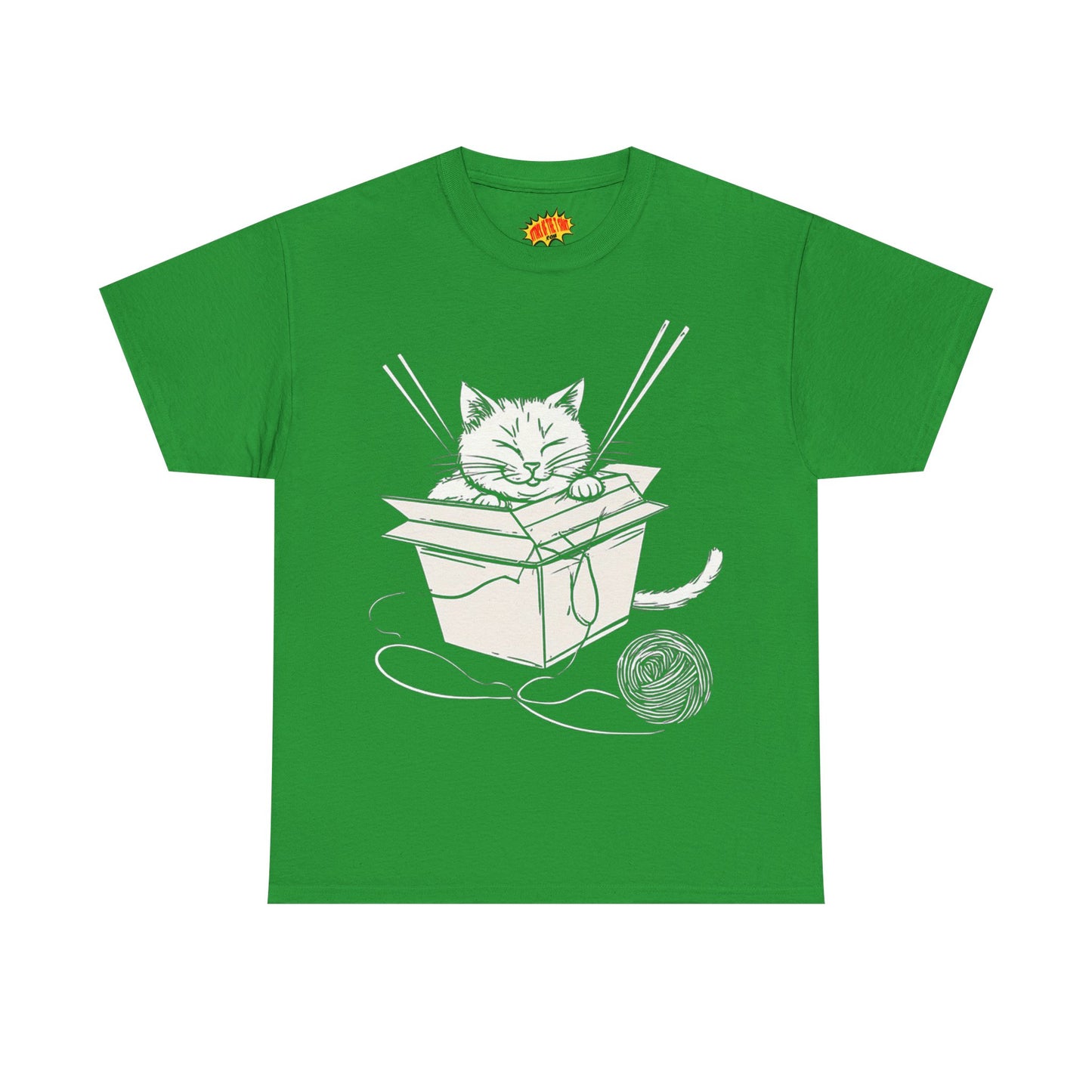 Cat w/Box + Yarn Ball Art Drawing Tee Shirt *Multiple Colors*