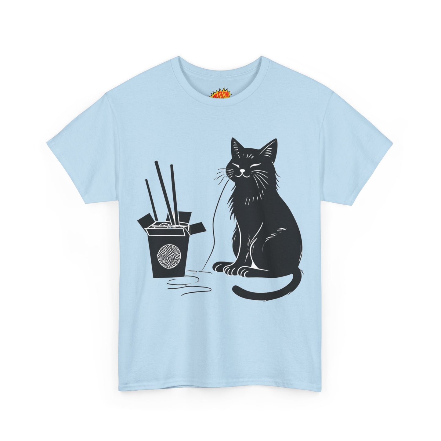 Black Cat w/Takeout Yarn Art Tee Shirt *Multiple Colors*