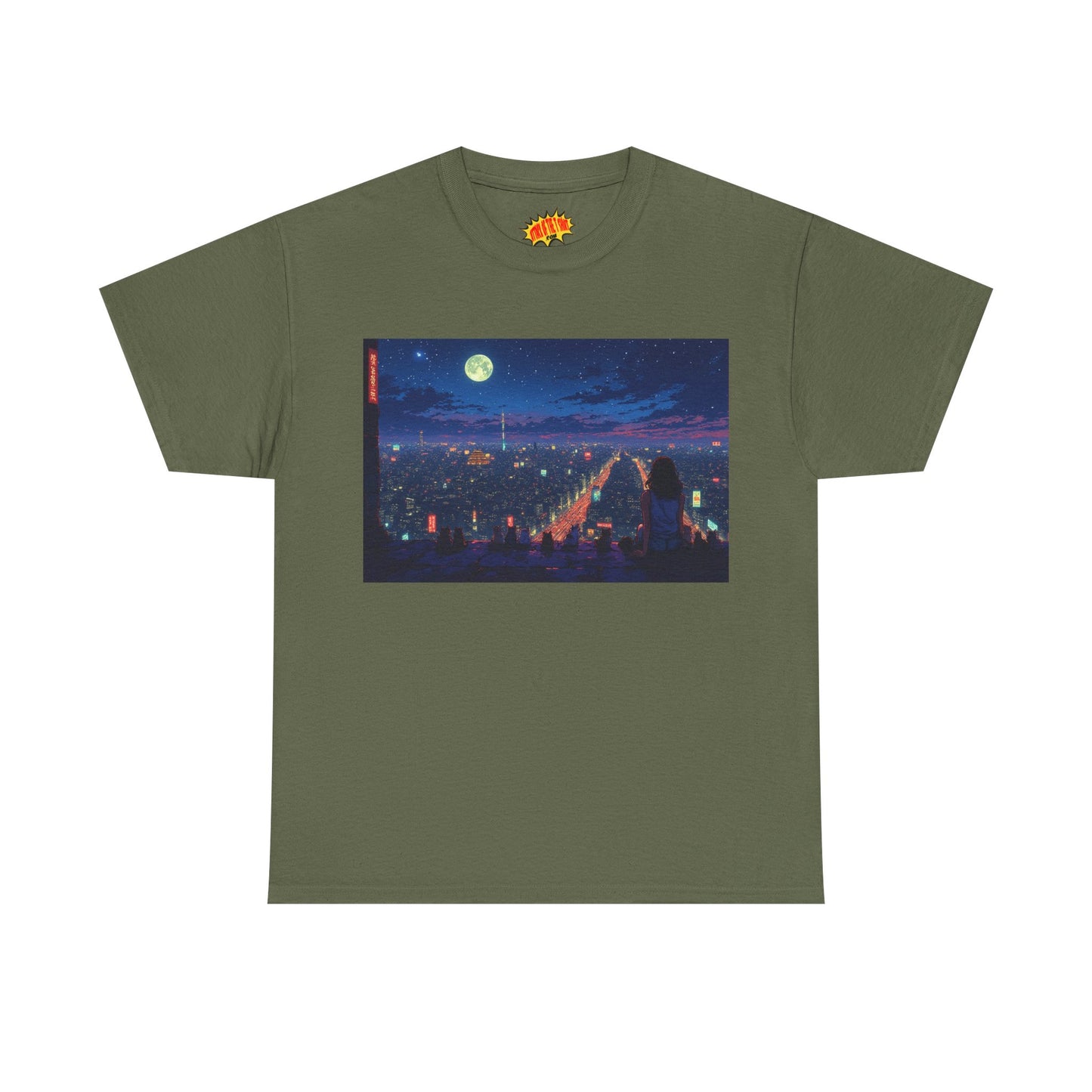 Anime Neon Cityscape w/Cats T-Shirt *Multiple Colors*