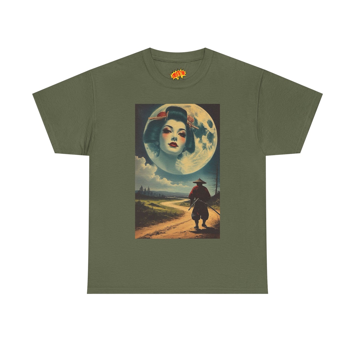Samurai w/Geisha Full Moon T-Shirt *Multiple Colors*