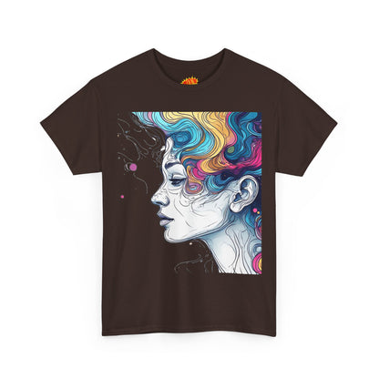 Face w/Color Hair Graphic Art Tee Shirt