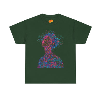 Line Drawing Multicolor Human Graphic Art Tee Shirt