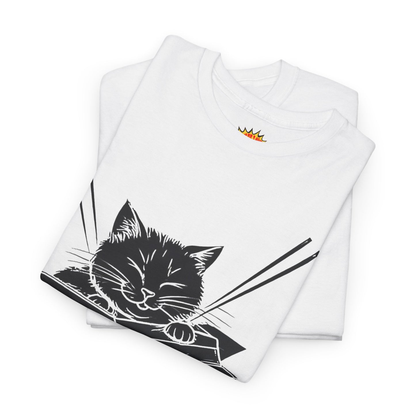 Black Cat w/Box + Yarn Ball Art Drawing Tee Shirt *Multiple Colors*