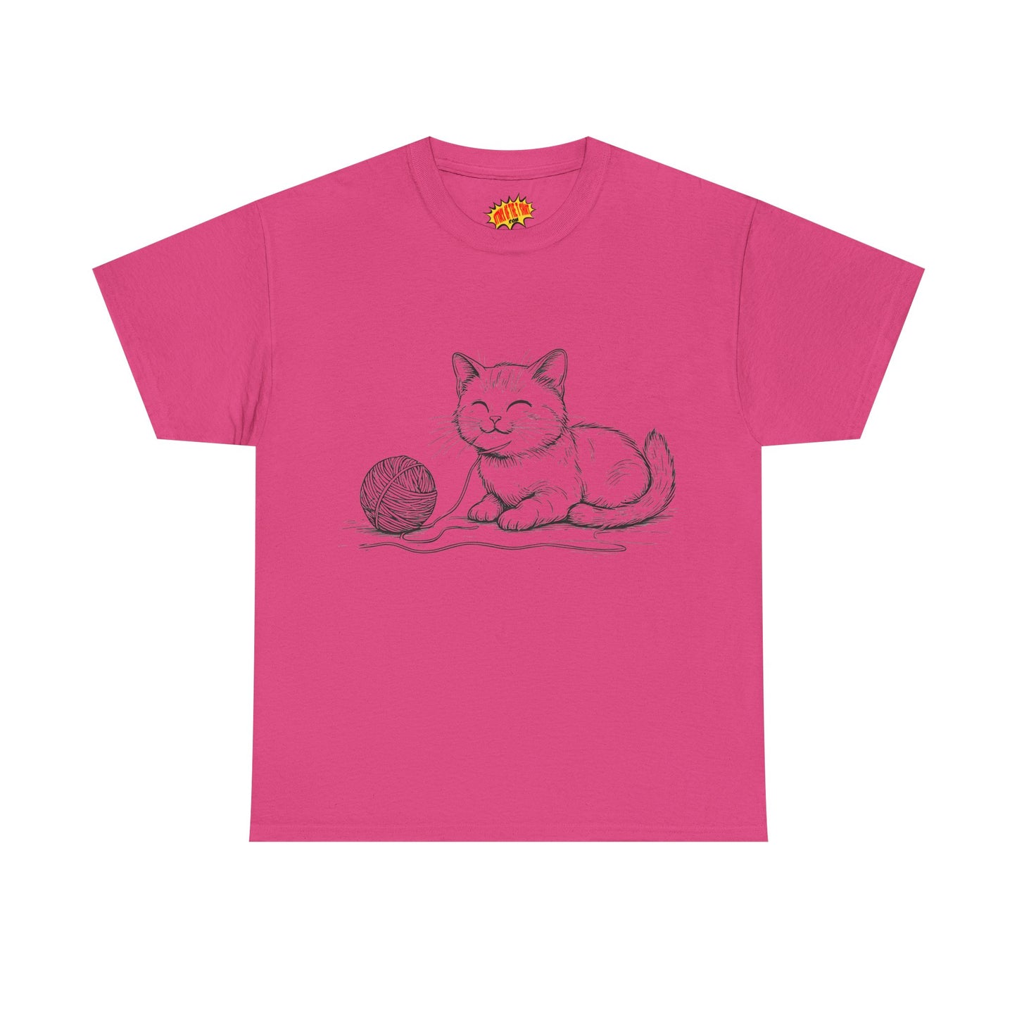 Cat w/Yarn Ball Line Drawing Tee Shirt *Multiple Colors*