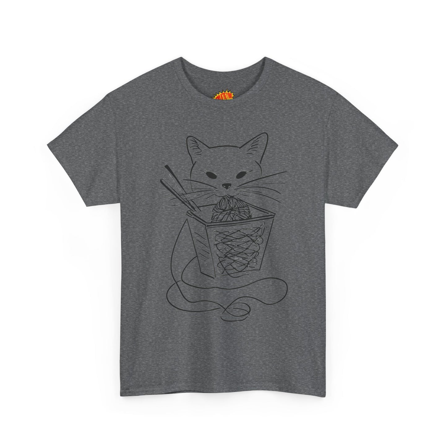 Cat w/Noodles Line Art Drawing Tee Shirt *Multiple Colors*