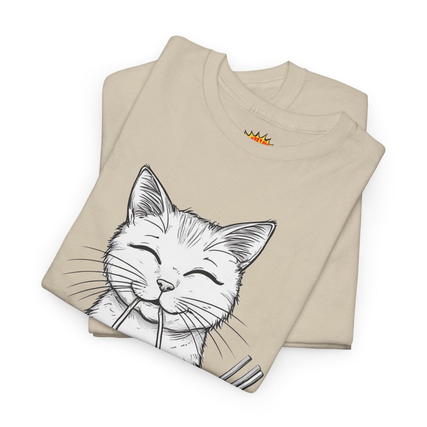 Cat w/Noodles Drawing Art Tee Shirt *Multiple Colors*