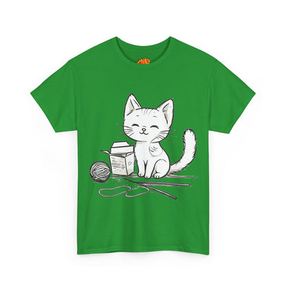 White Cat w/Takeout Yarn Art Tee Shirt