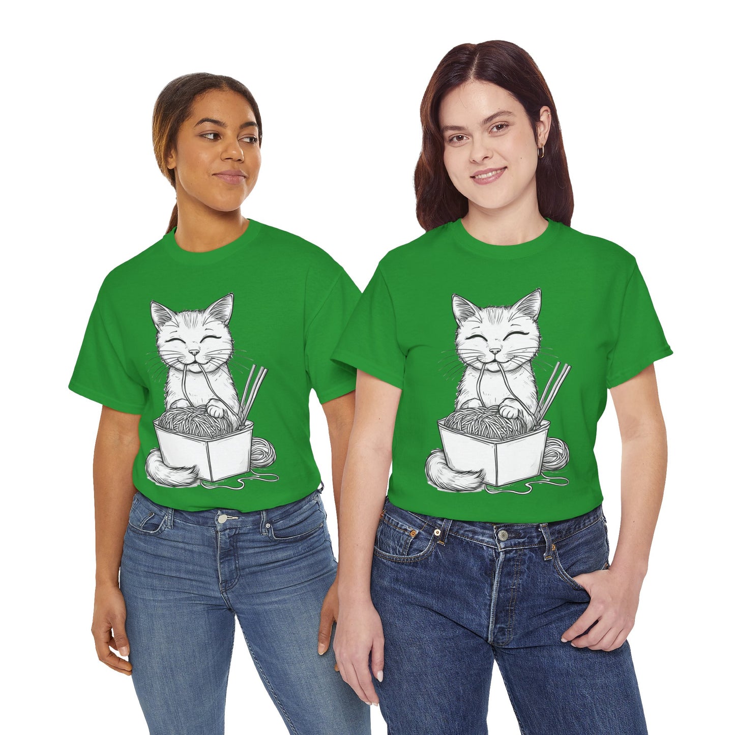 Cat w/Noodles Drawing Art Tee Shirt *Multiple Colors*