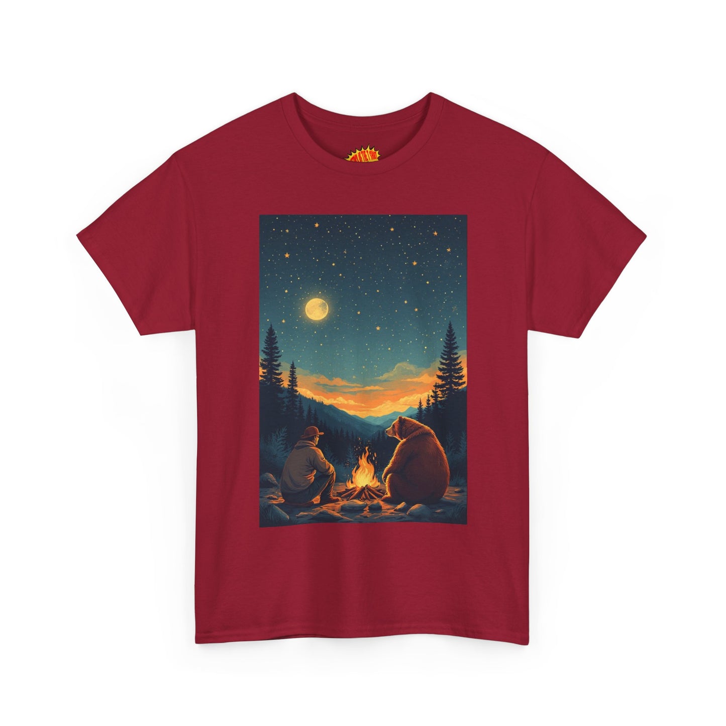 Mountain Man w/ Brown Bear Campfire Scene T-Shirt *Multiple Colors*