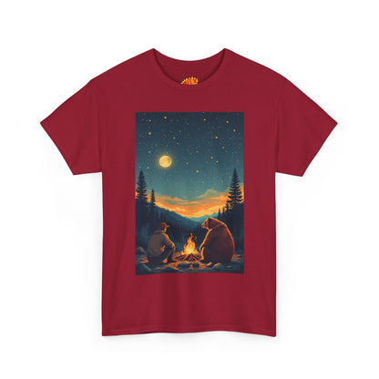 Mountain Man w/ Brown Bear Campfire Scene T-Shirt