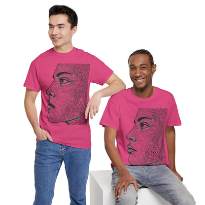 Human Face Profile Line Drawing Graphic Art Tee Shirt