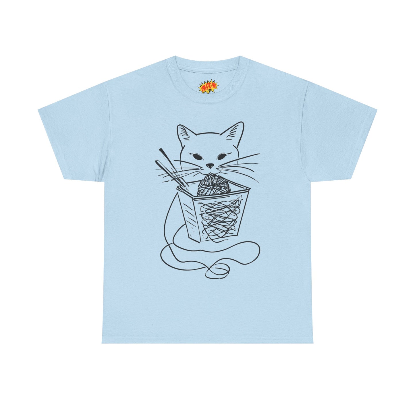Cat w/Noodles Line Art Drawing Tee Shirt *Multiple Colors*