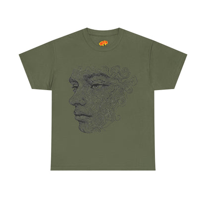 Human Face Silhouette Line Drawing Graphic Art Tee Shirt