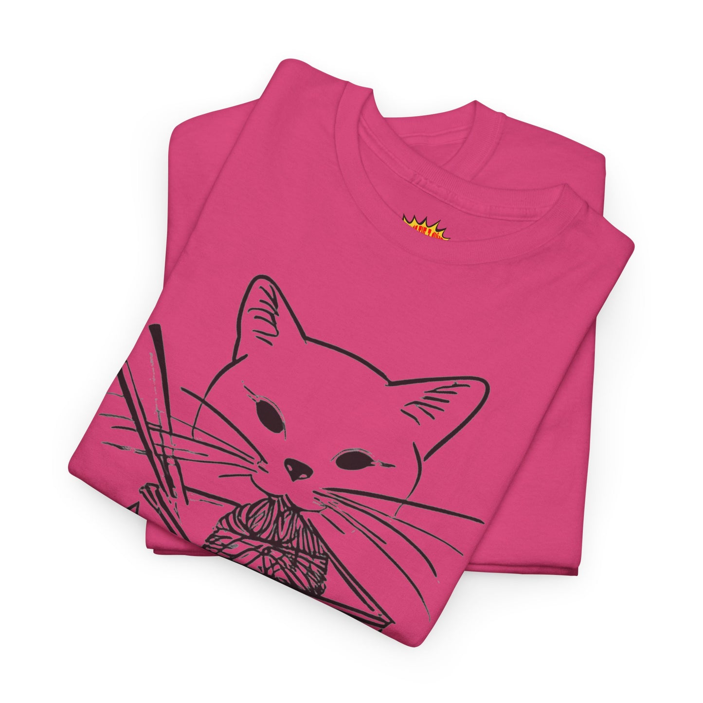 Cat w/Noodles Line Art Drawing Tee Shirt *Multiple Colors*