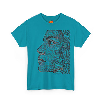 Human Face Profile Line Drawing Graphic Art Tee Shirt