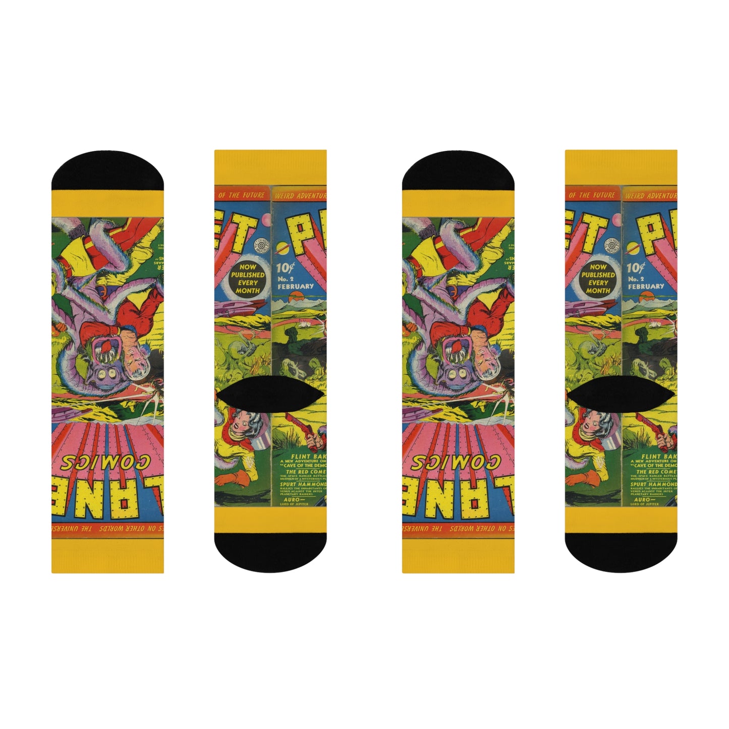 Planet Comics #2 Cushioned Socks Yellow