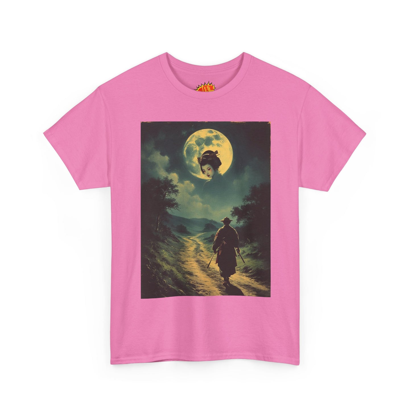 Travelling Samurai w/Moon Geisha Woman T-Shirt *Multiple Colors*