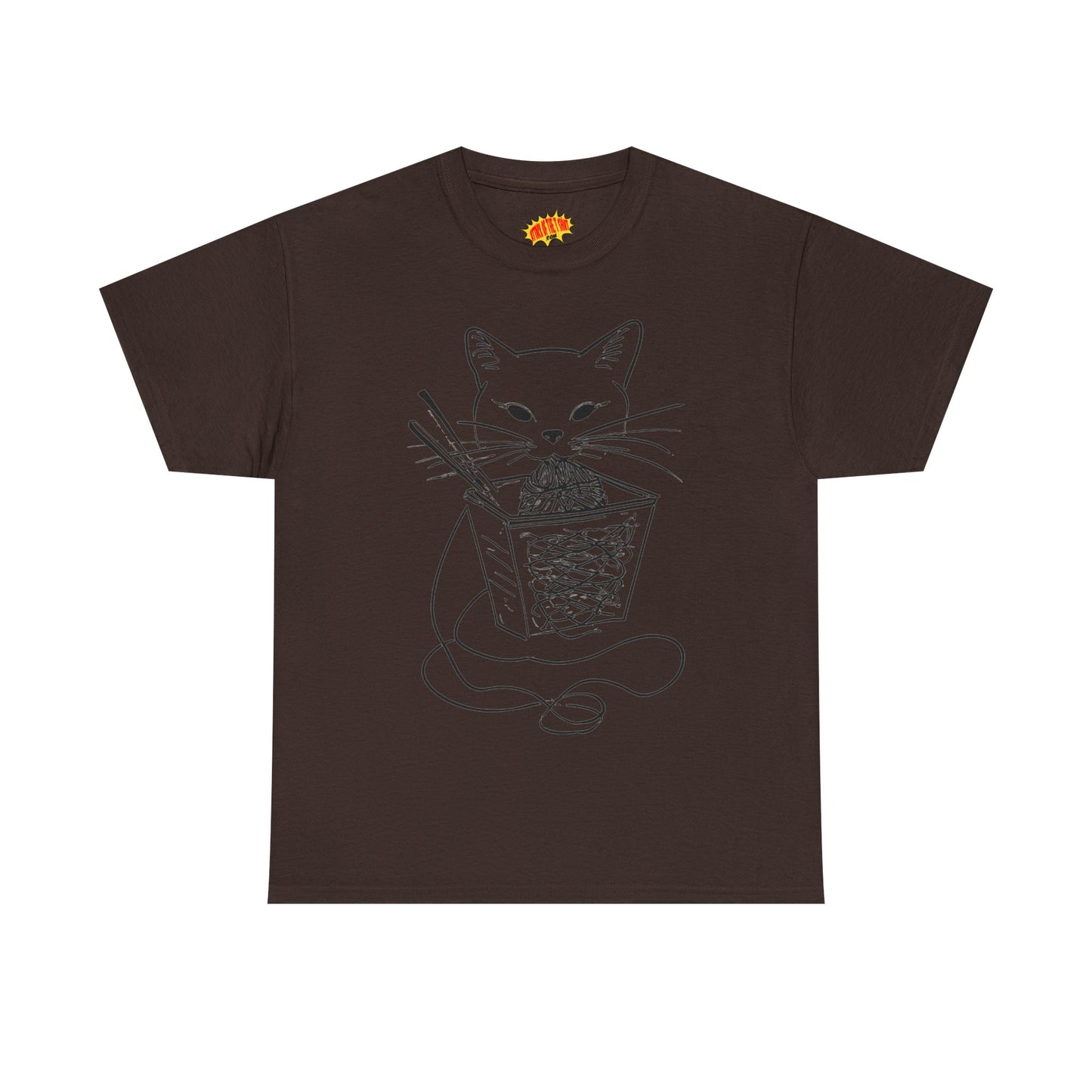 Cat w/Noodles Line Art Drawing Tee Shirt *Multiple Colors*