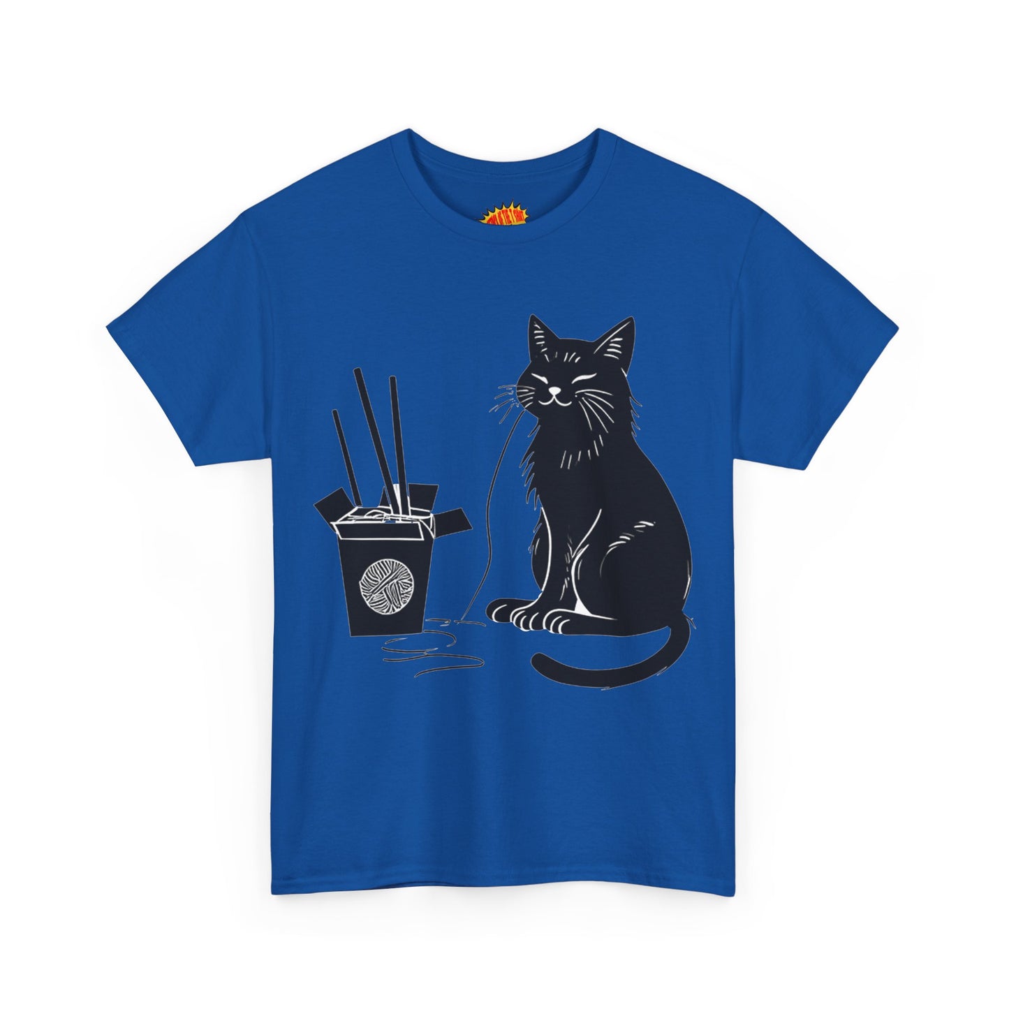 Black Cat w/Takeout Yarn Art Tee Shirt *Multiple Colors*