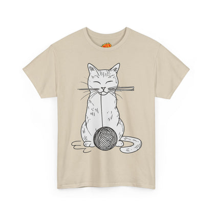 White Cat w/Yarn Ball Art Drawing Tee Shirt