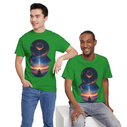 Cosmic Meditation w/Planet Space Graphic Art Tee Shirt