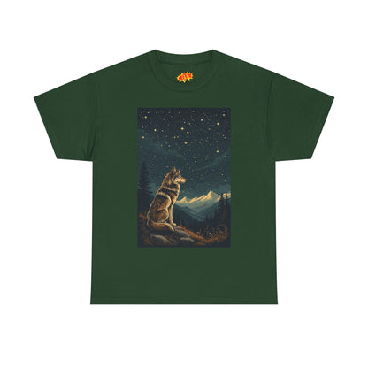 Mountain Wolf with Starry Night T-Shirt