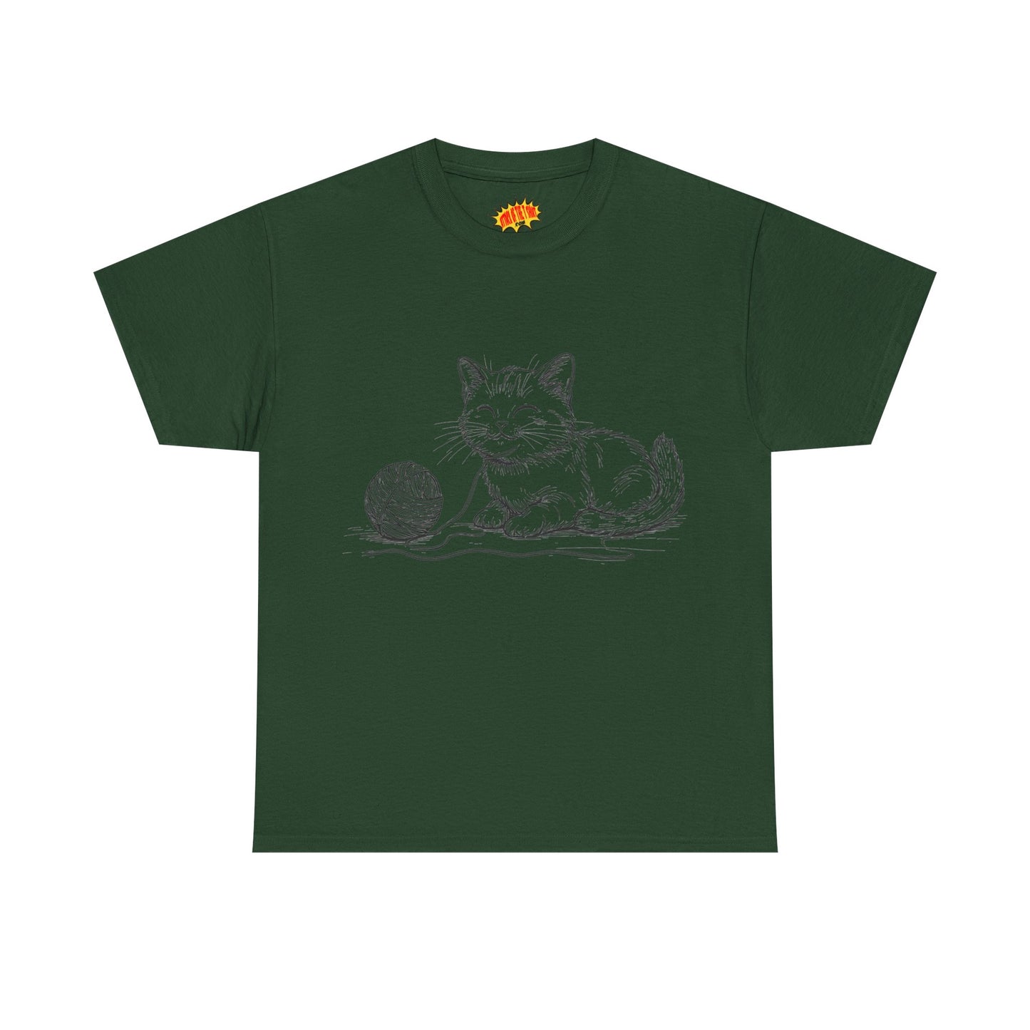 Cat w/Yarn Ball Line Drawing Tee Shirt *Multiple Colors*