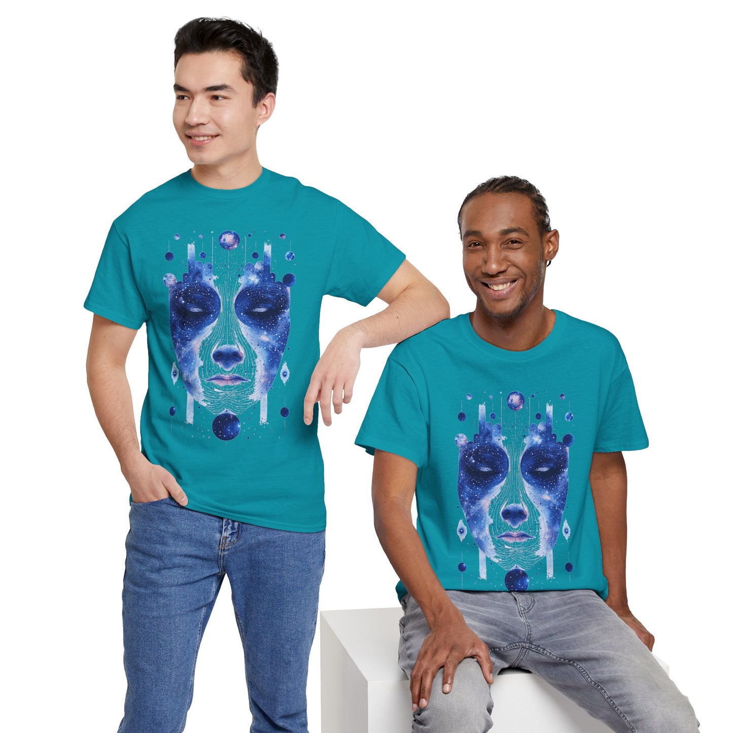 Cosmic Face Galaxy Graphic Space Art Tee Shirt *Multiple Colors*