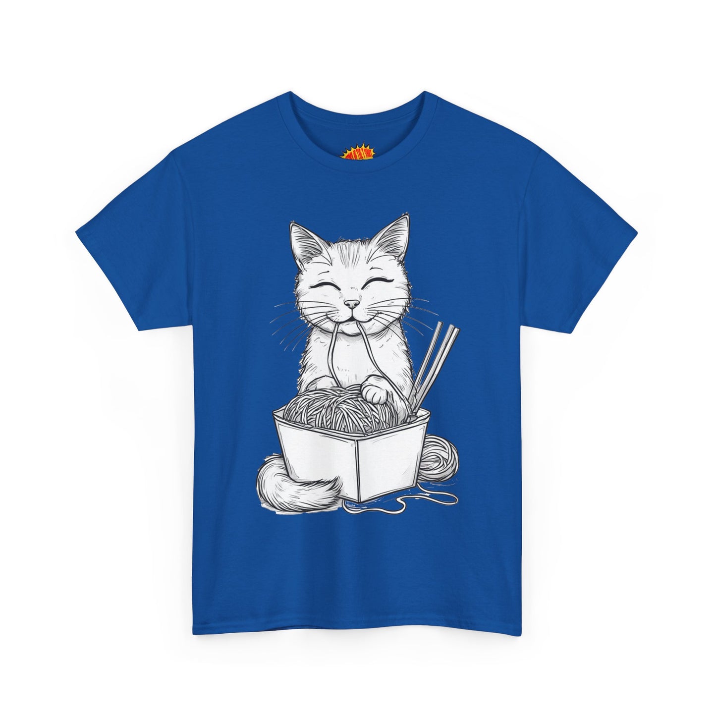 Cat w/Noodles Drawing Art Tee Shirt *Multiple Colors*