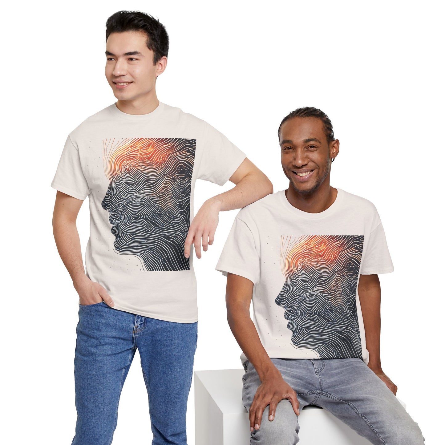 Line Drawing Face Graphic Art Tee Shirt *Multiple Colors*
