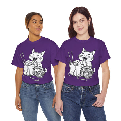 Happy Cat w/Noodles + Yarn Art Tee Shirt