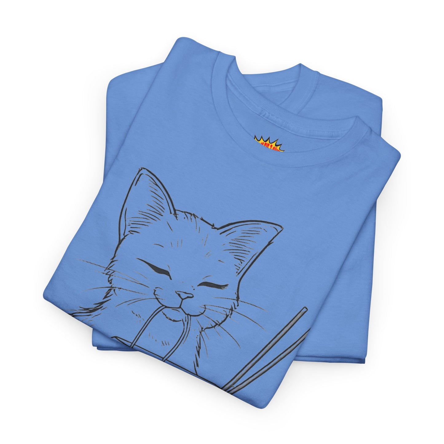 Cat w/Takeout + Yarn Ball Line Drawing Tee Shirt *Multiple Colors*