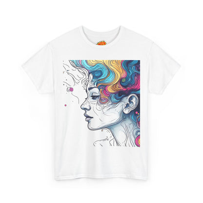 Face w/Color Hair Graphic Art Tee Shirt