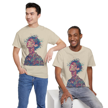 Line Drawing Multicolor Human Graphic Art Tee Shirt