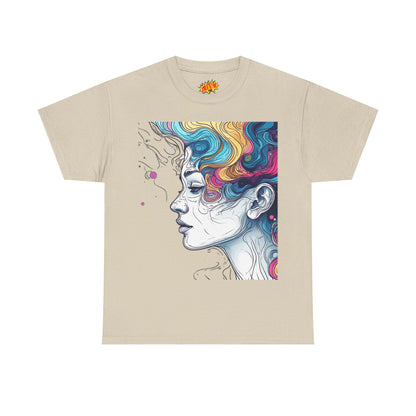 Face w/Color Hair Graphic Art Tee Shirt