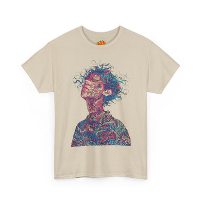 Line Drawing Multicolor Human Graphic Art Tee Shirt