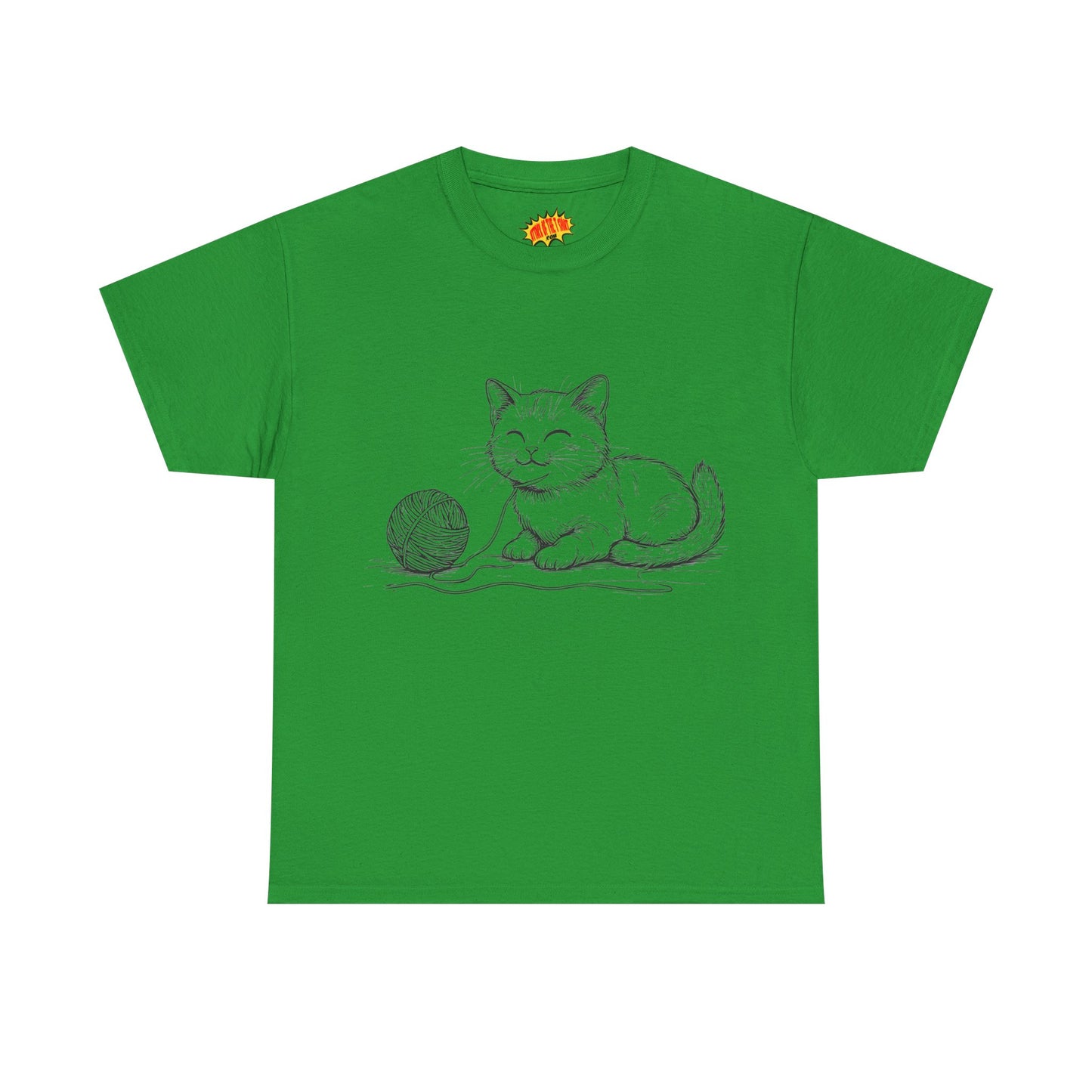 Cat w/Yarn Ball Line Drawing Tee Shirt *Multiple Colors*