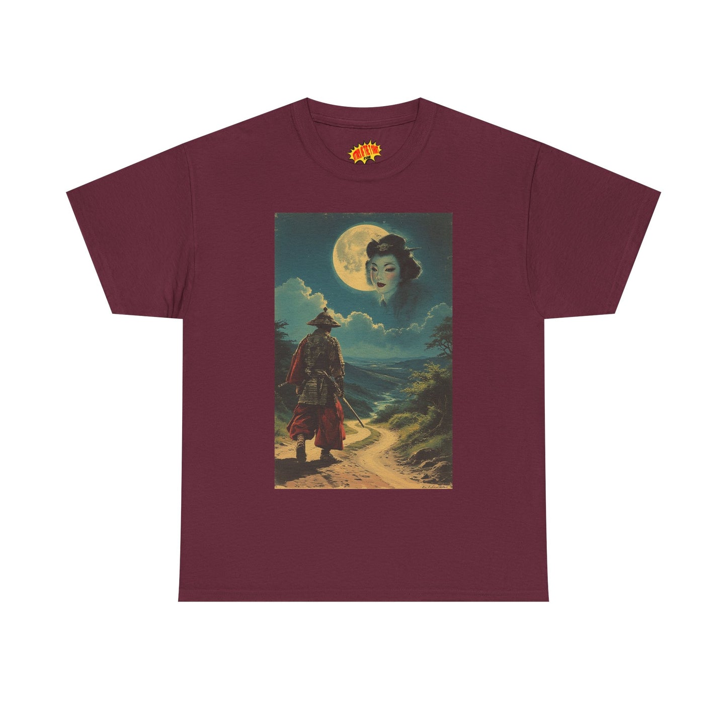 Samurai w/Full Moon Sky Geisha T-Shirt *Multiple Colors*