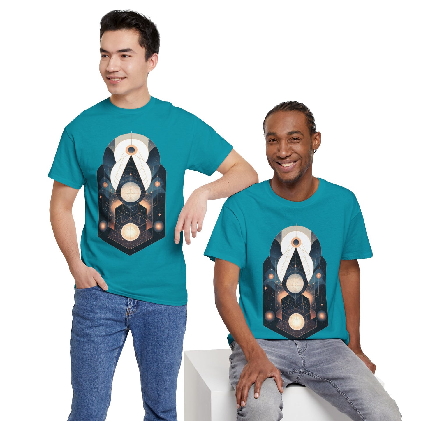 Geometric Space Art Pattern Graphic Tee Shirt *Multiple Colors*