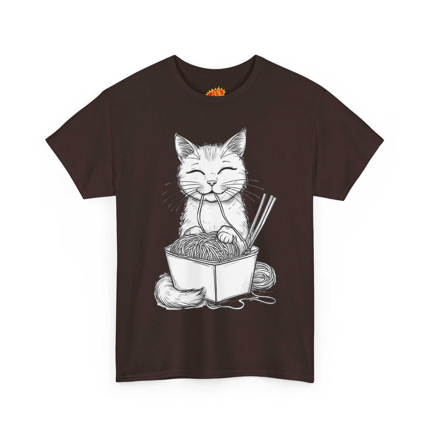 Cat w/Noodles Drawing Art Tee Shirt *Multiple Colors*
