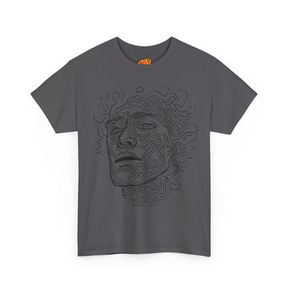 Human Face Line Drawing Portrait Graphic Art Tee Shirt