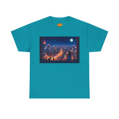 Anime City Night Scene w/Girl & Cats T-Shirt