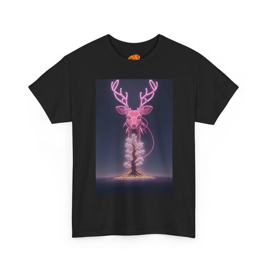 Electric Neon Deer Tree Cotton Tee Shirt *Multiple Colors*