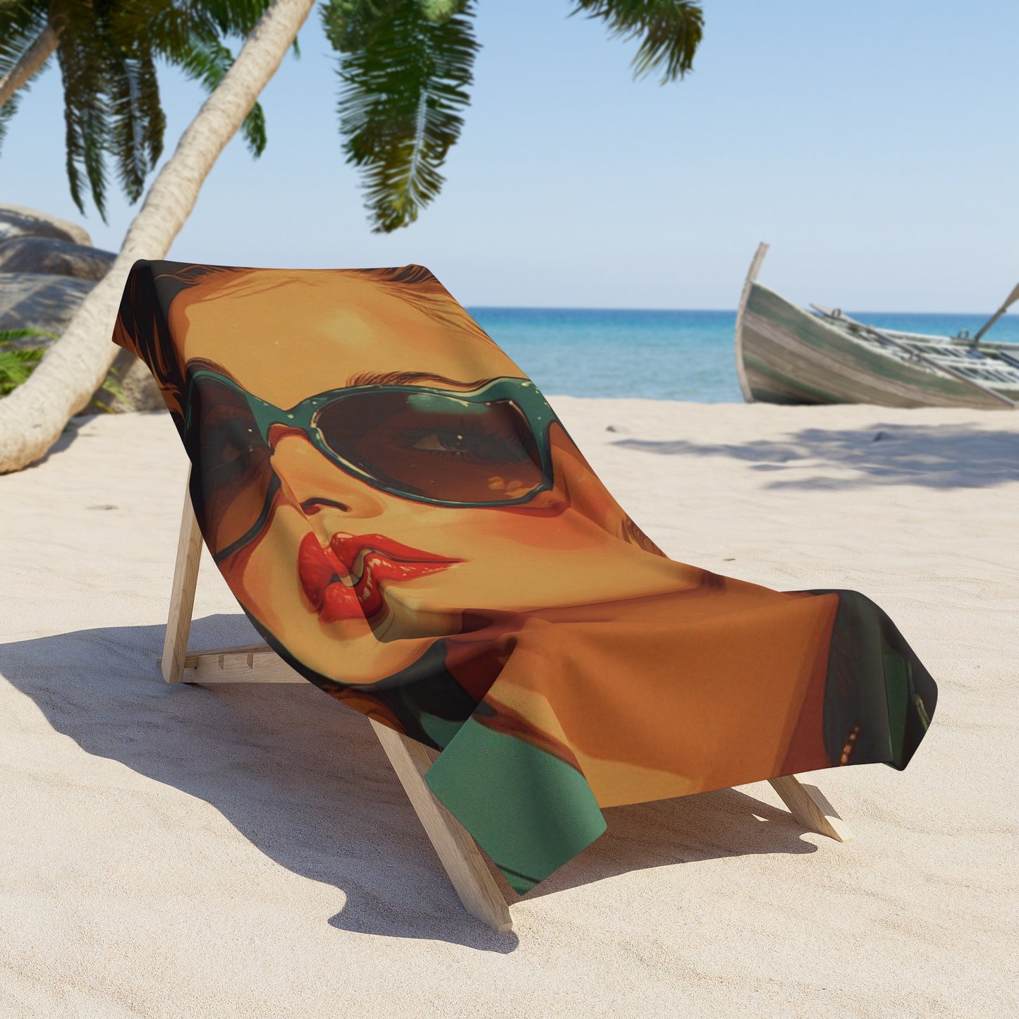 Pop Art Retro Chic Beach Towel | Glamour Shot Model Art Print Towel 2 Sizes