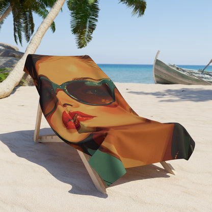 Pop Art Retro Chic Beach Towel | Glamour Shot Model Art Print Towel 2 Sizes