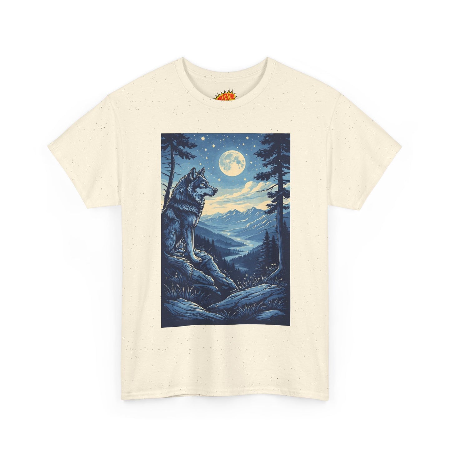 Blue Wolf with Full Moon Scene T-Shirt *Multiple Colors*