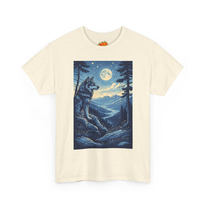 Blue Wolf with Full Moon Scene T-Shirt