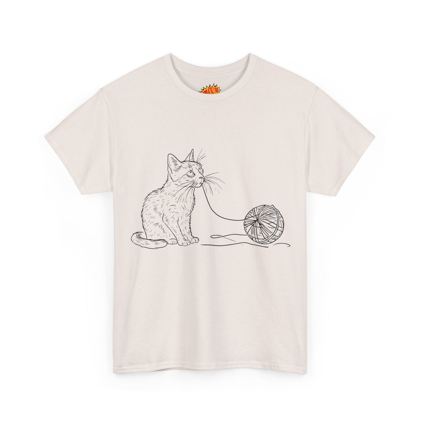 Cat w/Yarn Line Drawing Art Tee Shirt *Multiple Colors*
