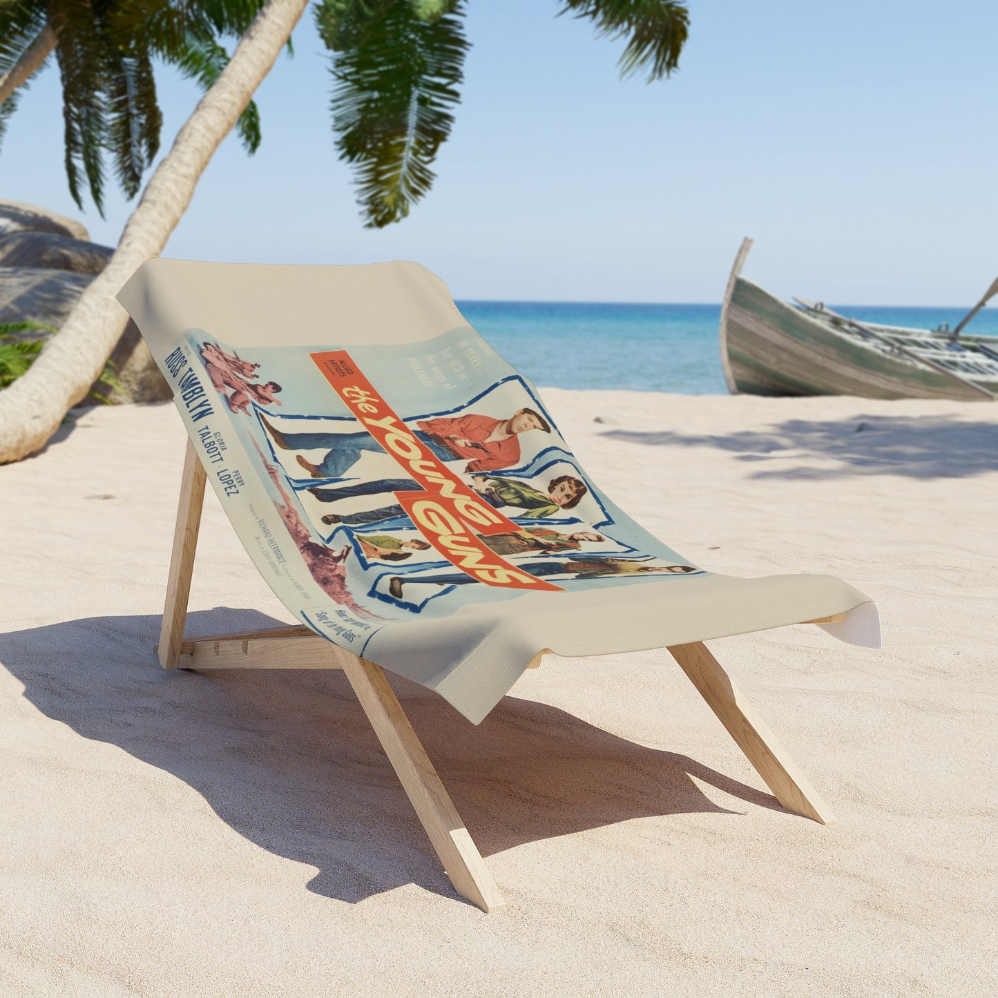 The Young Guns Vintage Movie Poster Beach Towel | Retro Western Art Beach Towel